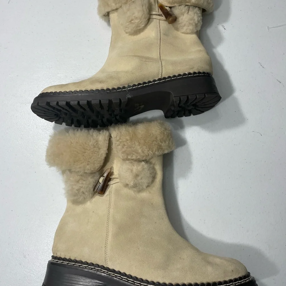 Coldwater Creek Beige Shearling Winter Boots SB-